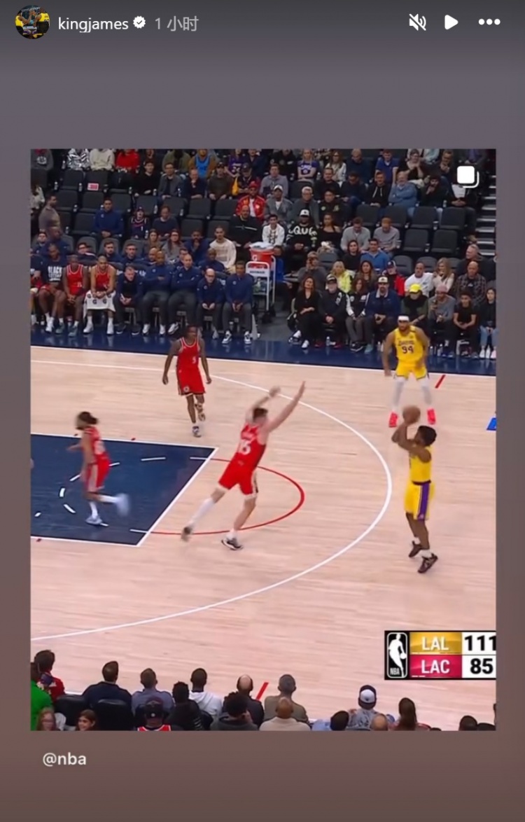  為你驕傲！布朗尼投進NBA生涯首記三分球！詹姆斯賽后轉(zhuǎn)發(fā)