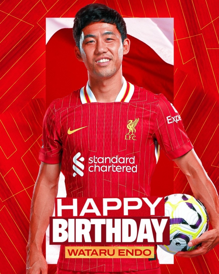  利物浦祝遠(yuǎn)藤航32歲生日快樂(lè)，球員加盟紅軍至今出戰(zhàn)62場(chǎng)比賽